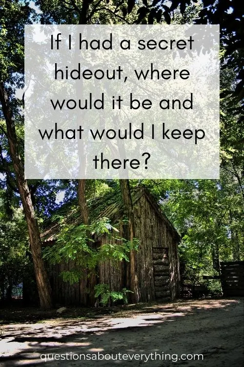 all about me question for kids on where they'r secret hideout would be and what would be in it