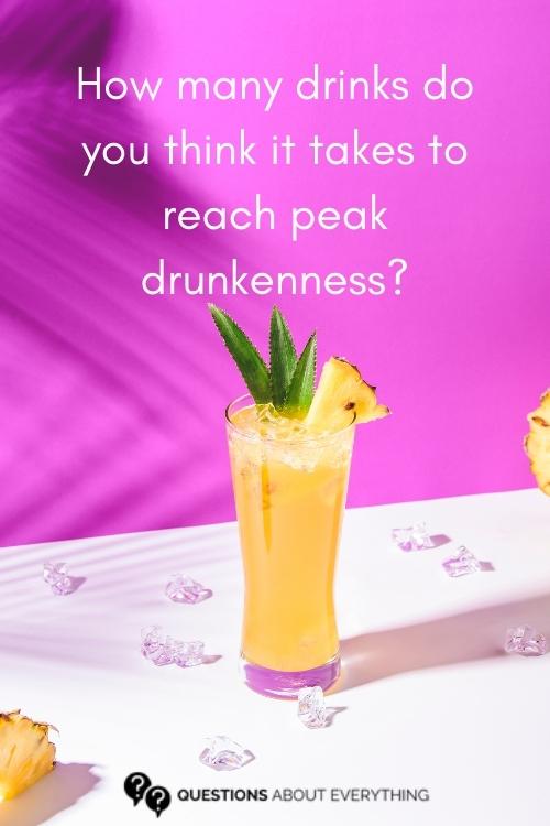 question to ask drunk people on how many drinks they think it takes to reach peak drunkenness