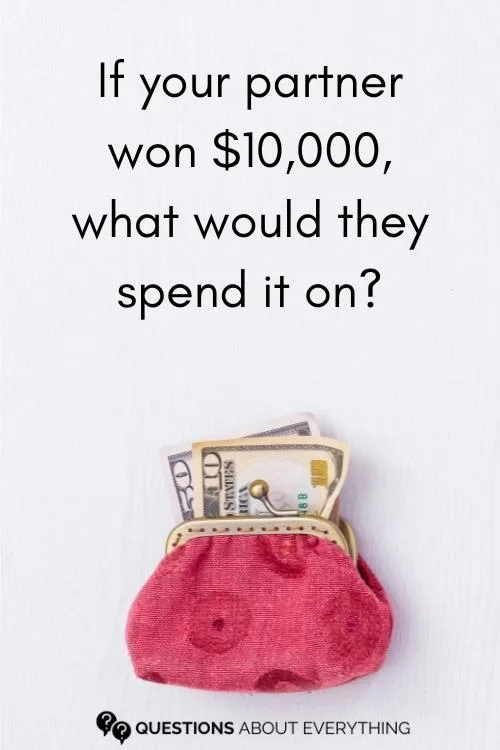 mr and mrs question on what your partner would spend $10,000 on if they won it