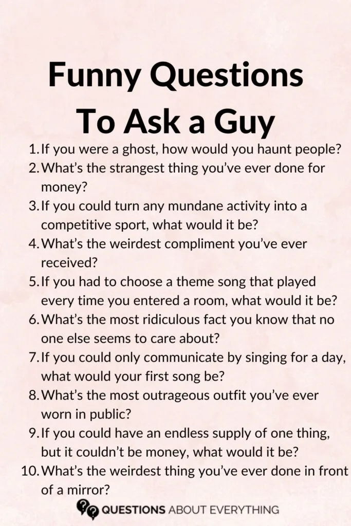 Pinterest Pin With List of Funny Questions To Ask a Guy