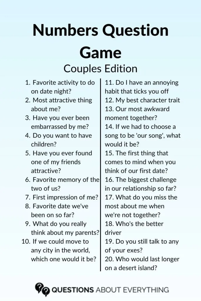 couples number question game list of 20 questions