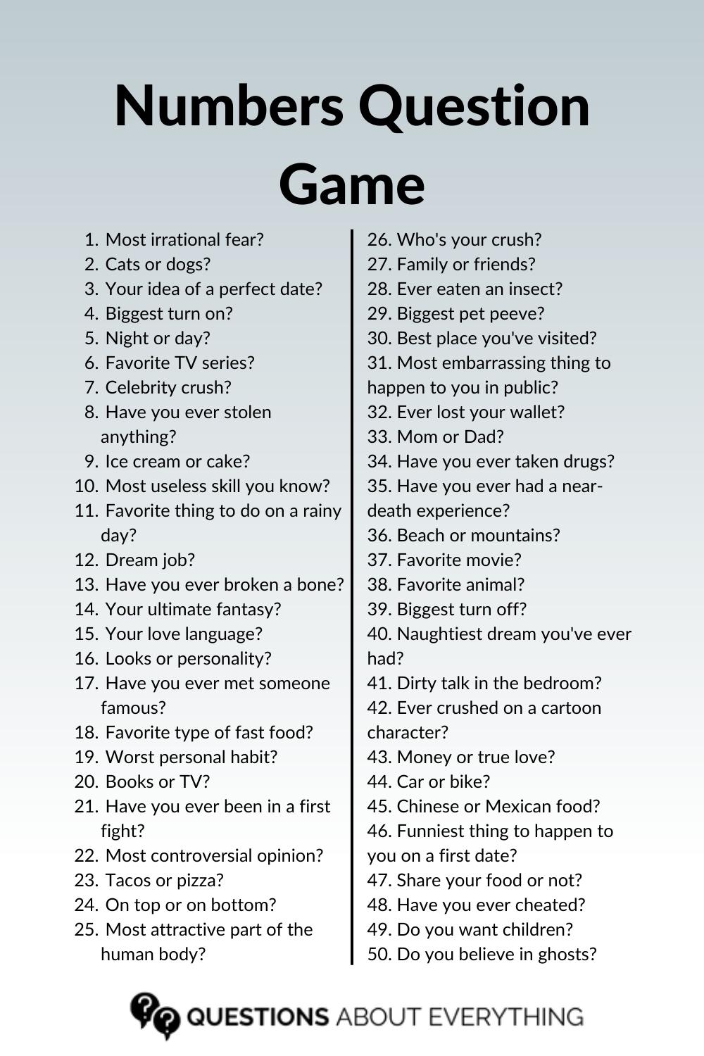 Numbers Question Game: 105 Fun Pick a Number Questions