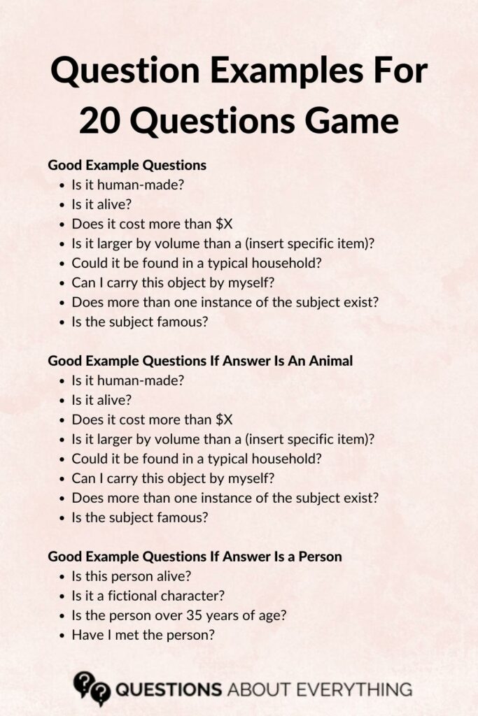 20 questions game list pin
