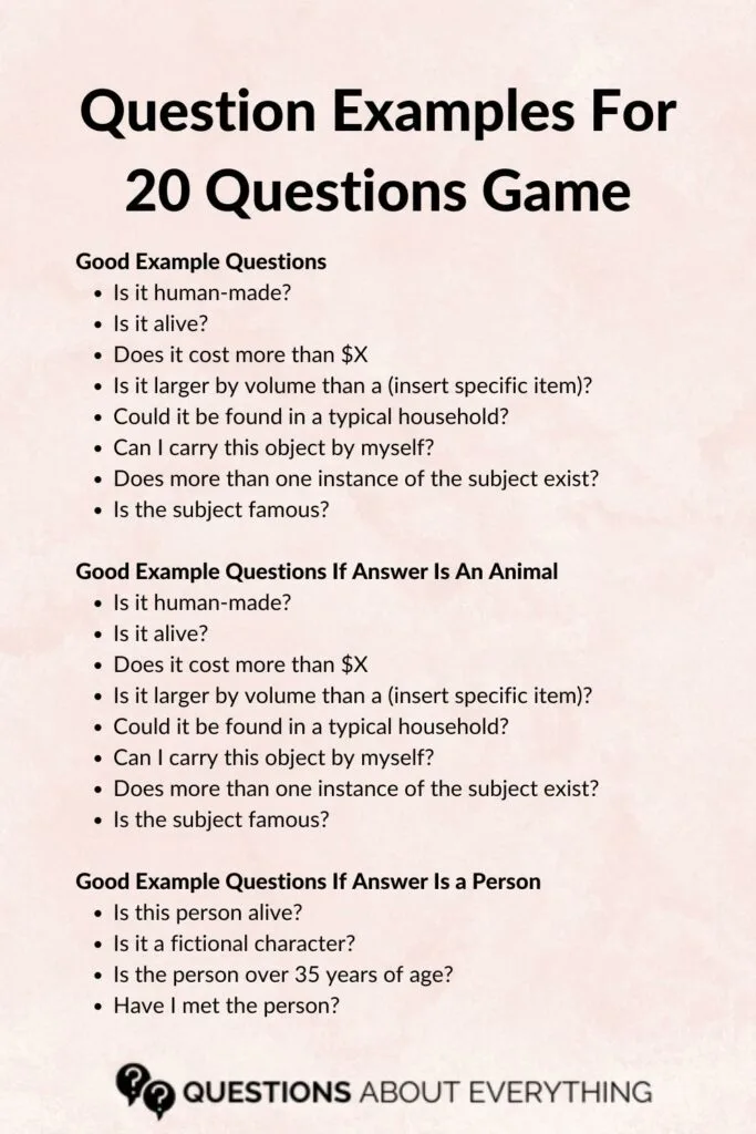 20 questions game list pin