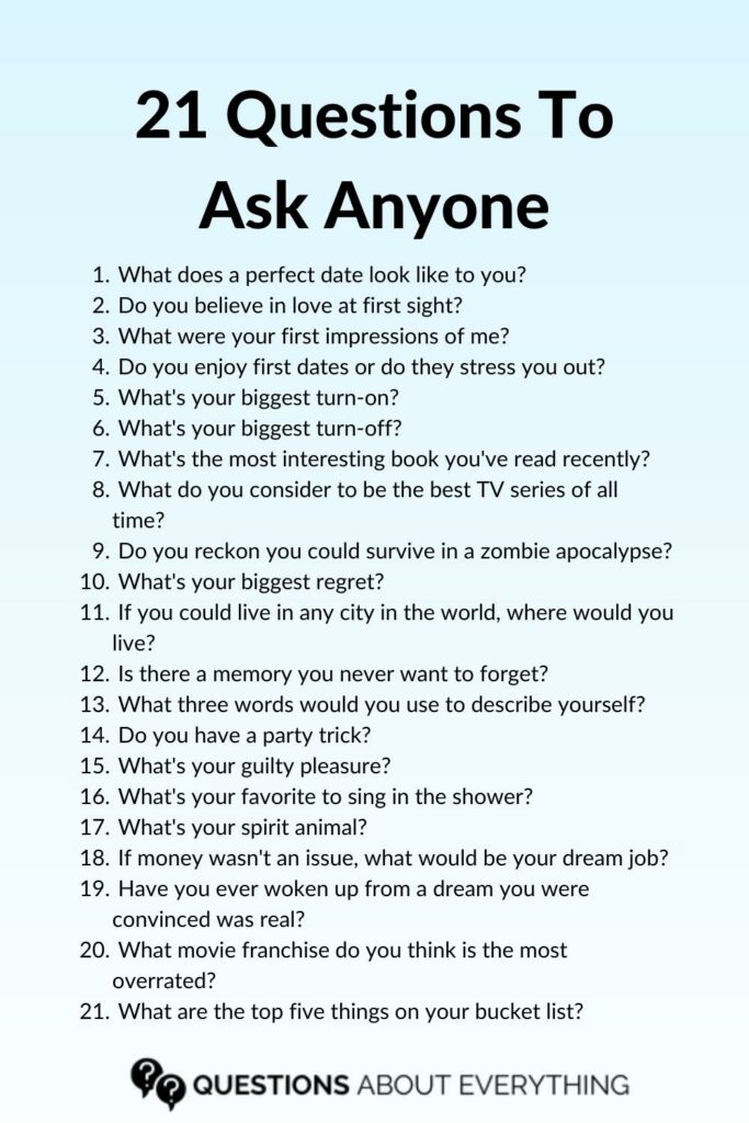 21 questions list pin