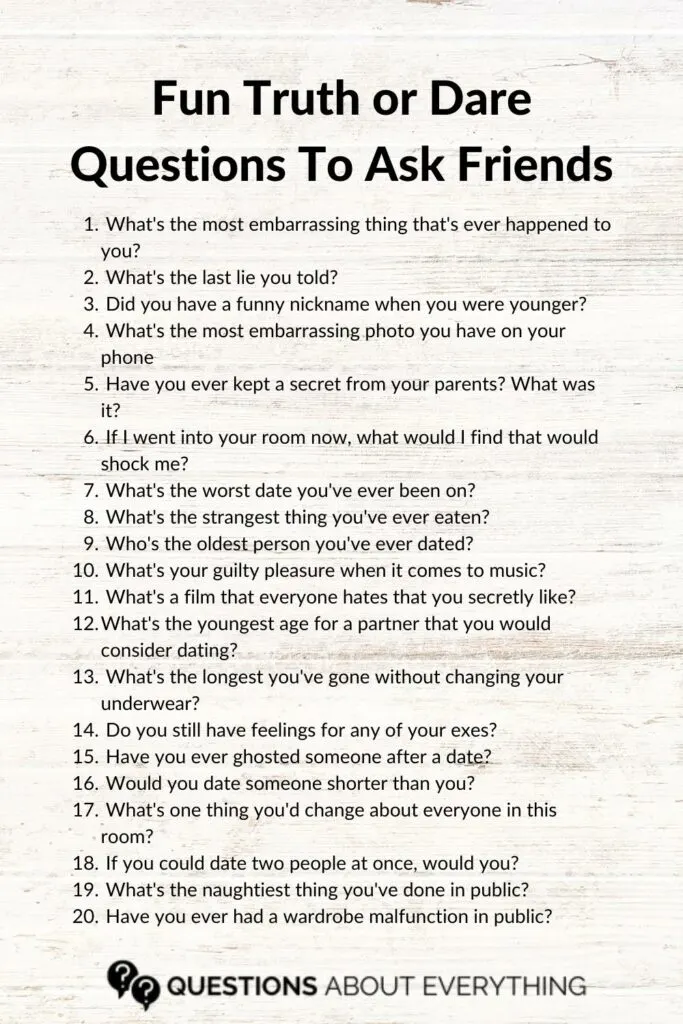 list of 20 truth or dare questions